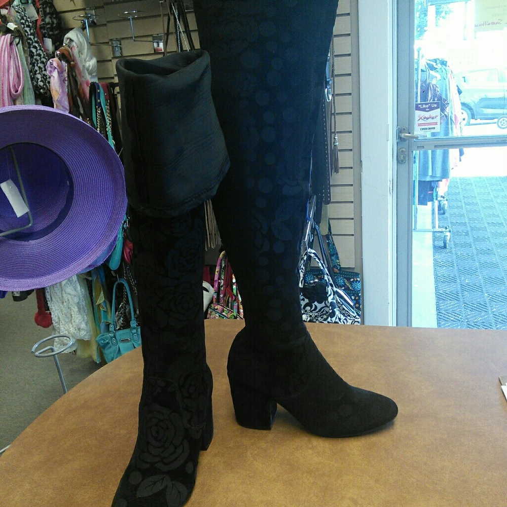 L4l By Lust For Life Black Over Knee Sz 7.5
